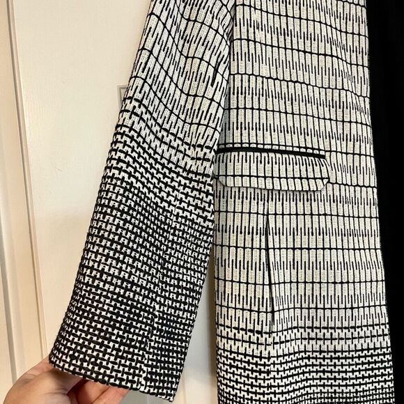 NWT Zara Basic Ombre Embro Open Front Collarless Jacket Medium - Picture 3 of 16